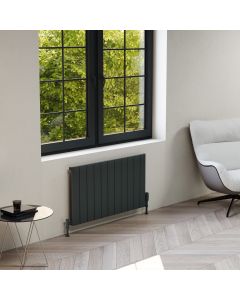 KRAD Allegro 575mm x 1040mm Grey Horizontal Single Aluminium Radiator ALRAD-16-611-GY