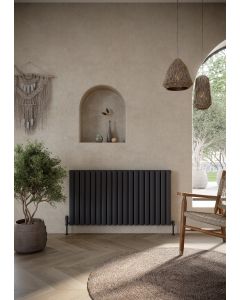 Scudo Apex Anthracite Horizontal Double Designer Radiator - APEX60-94D-A