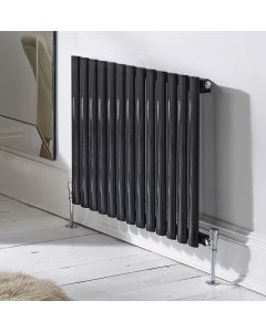 KRAD Aspen 600mm x 1140mm Anthracite Horizontal Double Designer Radiator ASP60-115DA