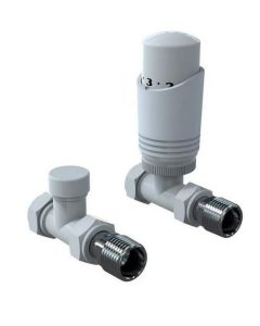 Kartell Design White Straight TRV Radiator Valve Twin Pack (WT-TRV201S)