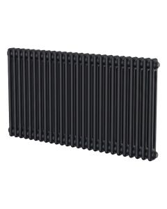 Black 2 column radiator 600mm high x 1190mm wide. Traditional cast iron style horizontal radiator from DUSC Columns