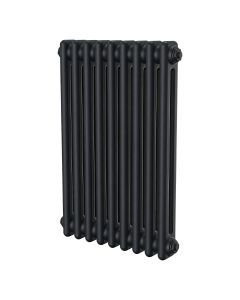 Black 2 column radiator 600mm high x 425mm wide. Traditional cast iron style horizontal radiator from DUSC Columns
