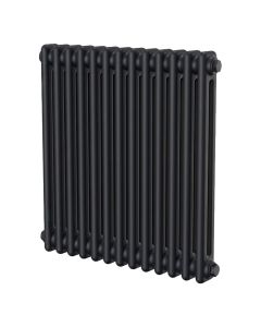 Black 2 column radiator 600mm high x 605mm wide. Traditional cast iron style horizontal radiator from DUSC Columns