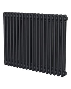 Black 2 column radiator 600mm high x 830mm wide. Traditional cast iron style horizontal radiator from DUSC Columns