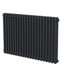 Black 2 column radiator 600mm high x 965mm wide. Traditional cast iron style horizontal radiator from DUSC Columns