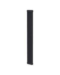Black 2 column radiator 1800mm high x 245mm wide. Tall narrow cast iron style vertical radiator from DUSC Columns
