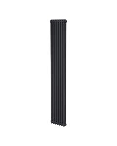 Black 2 column radiator 1800mm high x 335mm wide. Tall narrow cast iron style vertical radiator from DUSC Columns