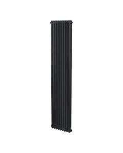 Black 2 column radiator 1800mm high x 425mm wide. Tall narrow cast iron style vertical radiator from DUSC Columns