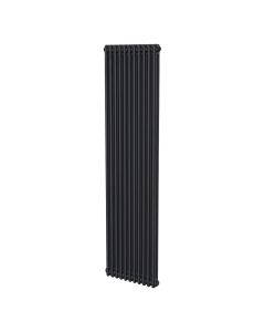 Black 2 column radiator 1800mm high x 515mm wide. Tall narrow cast iron style vertical radiator from DUSC Columns
