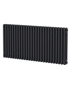 Black 3 column radiator 600mm high x 1190mm wide. Traditional cast iron style horizontal radiator from DUSC Columns