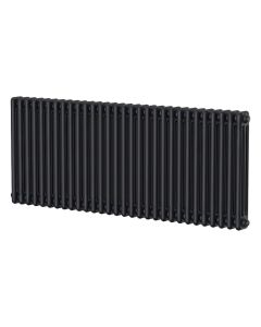 Black 3 column radiator 600mm high x 1370mm wide. Traditional cast iron style horizontal radiator from DUSC Columns