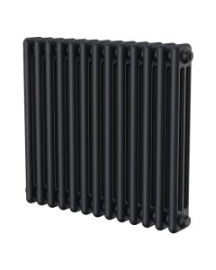 Black 3 column radiator 600mm high x 605mm wide. Traditional cast iron style horizontal radiator from DUSC Columns