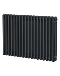 Black 3 column radiator 600mm high x 830mm wide. Traditional cast iron style horizontal radiator from DUSC Columns