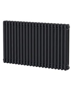 Black 3 column radiator 600mm high x 965mm wide. Traditional cast iron style horizontal radiator from DUSC Columns
