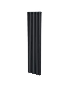 Black 3 column radiator 1800mm high x 425mm wide. Tall narrow cast iron style vertical radiator from DUSC Columns