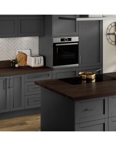 black stained oak solid wood worktop kitchen island roomset - De Terra black oak worktops