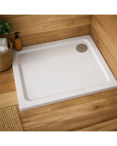 DUSC Eco-Stone Resin Rectangular Shower Tray 1600 X 760 — White 30mm Low Profile