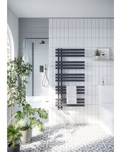 Scudo Elizabeth Carbon Anthracite Designer Towel Rail 500X1200 - ELIZ1200-500-A