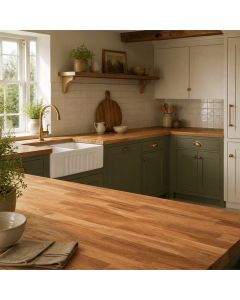 farmhouse oak solid wood worktop kitchen island roomset - De Terra farmhouse oak worktops