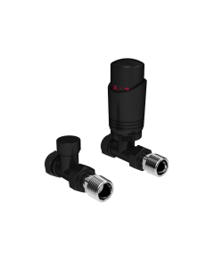 Kartell K-Rad Design Twin Pack TRV Black Straight Radiator Valves