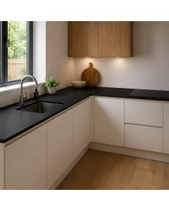 Nero Ingo FENIX NTM worktop 0720 fitted in a kitchen - ultra matt black surface