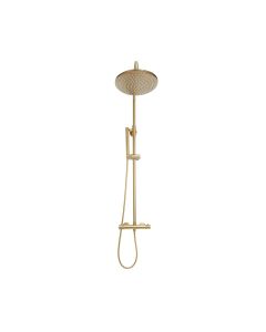 Brushed Brass Round Rigid Riser Shower Kit - DUSC Core