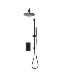 DUSC Core Concealed Shower Set with Riser Rail (Valve, Drencher Head & Handset) - Matt Black