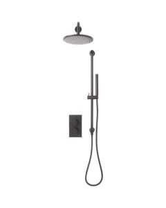 DUSC Core Concealed Shower Set with Riser Rail (Valve, Drencher Head & Handset) - Gunmetal