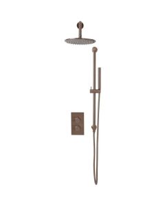 DUSC Core Concealed Shower Set with Riser Rail (Valve, Drencher Head & Handset) - Brushed Bronze