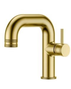 DUSC Core Side Lever Basin Mixer Tap - Brushed Brass