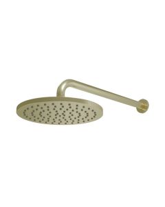 DUSC Core Round Shower Head & Arm 253mm - Brushed Brass
