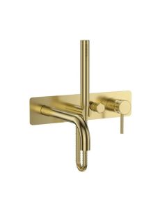 DUSC Core Wall-Mounted Bath Shower Mixer with Handset - Brushed Brass