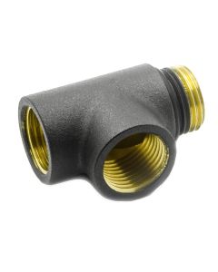 Anthracite Reina dual fuel T-piece fitting for electric and central heating towel rails