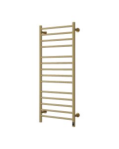 Reina Arnage Brushed Brass dry electric heated towel rail — 1200mm x 500mm front view product image