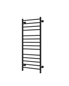 Reina Arnage Matt Black dry electric heated towel rail — 1200mm x 500mm front view product image