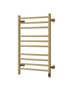 Reina Arnage Brushed Brass dry electric heated towel rail — 800mm x 500mm front view product image