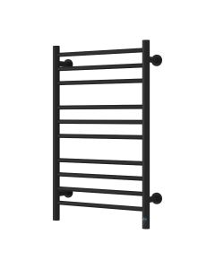 Reina Arnage Matt Black dry electric heated towel rail — 800mm x 500mm front view product image