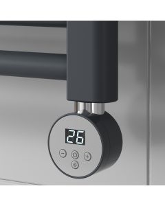Reina anthracite mini round thermostatic control unit – IP44 Class I/II element with timer function and digital display