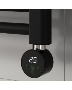 Reina black mini round thermostatic control unit – IP44 Class I/II element with timer function and digital display