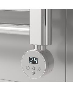 Reina chrome mini round thermostatic control unit – IP44 Class I/II element with timer function and digital display