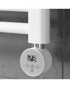 Reina white mini round thermostatic control unit – IP44 Class I/II element with timer function and digital display