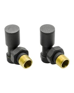 Reina Portland angled valves in anthracite grey for radiators and towel rails