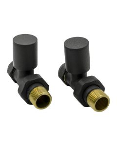 Anthracite grey Reina Portland straight valves for radiator and towel rail connections