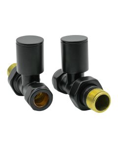 Reina Portland straight radiator valve pair in a matt black finish