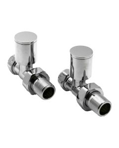 Reina Portland straight radiator valves in polished chrome