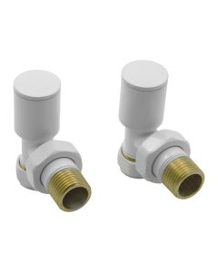 Reina Portland angled radiator valve set in a gloss white finish