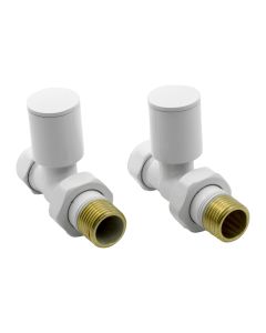 White Reina Portland straight radiator valves for central heating pipework