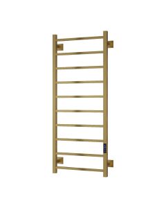 Reina Velino Brushed Brass dry electric heated towel rail — 1200mm x 500mm front view product image