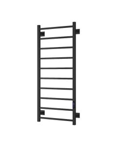 Reina Velino Matt Black dry electric heated towel rail — 1200mm x 500mm front view product image