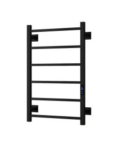Reina Velino Matt Black dry electric heated towel rail — 800mm x 500mm front view product image